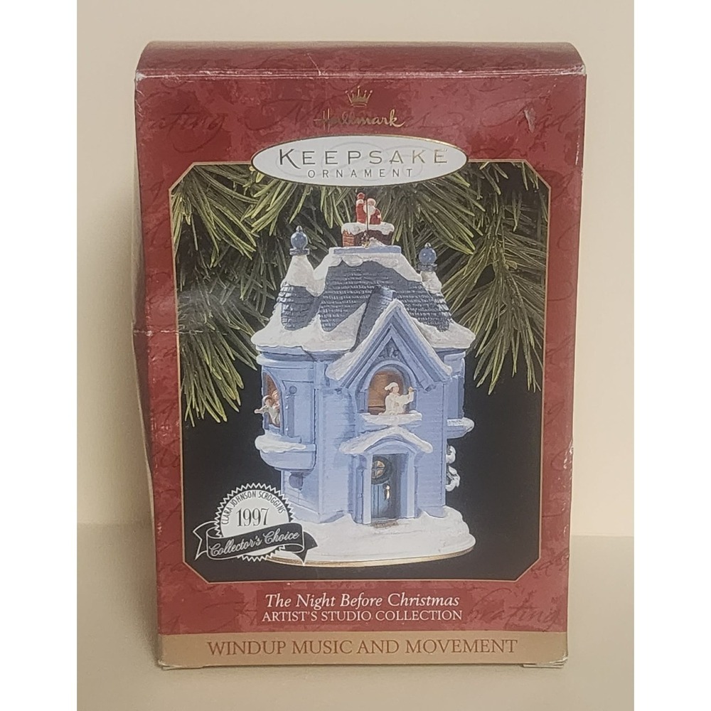 Hallmark The Night Before Christmas Music & Movement Ornament Windup 1997 Santa
